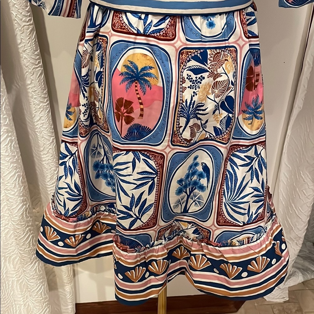 NWT JOIE Cotton Floral Patterned Dress with Belt 10 POCKETS! Farm Rio Look - Picture 10 of 11